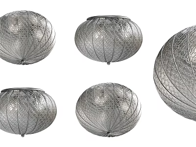 Modern Silver Textured Round Ceiling Lights Home Interior Design 3d model
