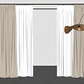 Modern Layered Curtains with Beige Drapes and White Sheer Panels on Rod