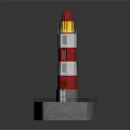 Red And White Striped Decorative Furniture Lighthouse With Yellow Light And Hexagonal Base