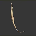 Slender Brown Striped Aquatic Animal With Curved Body And Reflective Surface On Gray Gradient Background