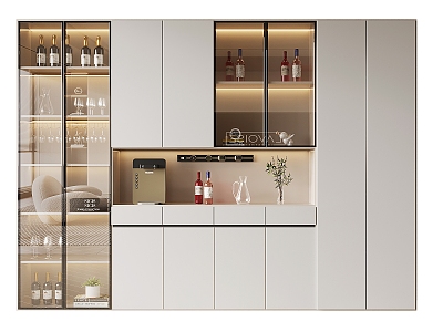 Wine cabinet, cream wine cabinet 3d model