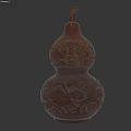 Decorative Gourd Shaped Wooden Furniture With Intricate Carved Patterns And Brown Finish