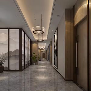 New Chinese Aisle Hotel Aisle 3d model