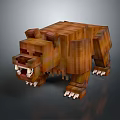 Pixel Style Brown Bear Game Character With Sharp Teeth And Blocky 3D Design 3d model