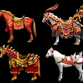 Game and Movie Character Mounts Featuring Decorated Horses in Various Colors