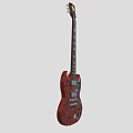 Vintage Red Electric Guitar with Hand Painted Art Supplies Signatures and Stickers