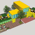 Modern Container Cafe 3d model