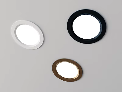 Modern Recessed Downlights In White Black Brown For Ceiling Lighting Design 3d model
