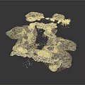 Natural Rock Formation With Winding Path Small Water Area And Green Plant