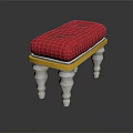 Elegant Sofa Stool With Red Padded Seat Gold Frame And White Carved Legs