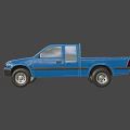 Blue Pickup Truck Exterior Design With Double Cab And Black Accents