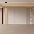 Modern Living Room Interior With Beige Panel Walls Marble Accent And Wooden Flooring
