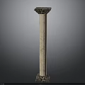 Elegant Classical Marble Architectural Column With Ornate Capital And Textured Base