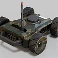 Electric Toy Remote Control Car With Camouflage Large Wheels Red Antenna And Black Circular Device