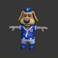 3D Cartoon Dog Wearing Blue Baseball Uniform B Cap 67 White Shorts And Blue Shoes