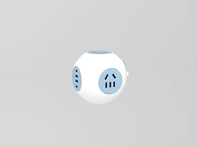 Soft White Ball Doll With Blue Smiley Face And Holes For Stress Relief 3d model