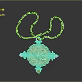 Exquisite Gold Necklace with Lion Design Pendant and Green Red Gemstones