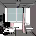 Medical Examination Room Interior With Pink Walls Female Baby Silhouettes Bed And Computer