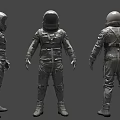 Astronaut Space Suit Displayed In Three Angles Front Back And Side Views