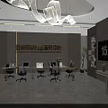 Modern Service Hall Interior With Laptops Black Office Chairs Green Plants And Large Windows