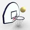 Outdoor Basketball Sports Equipment With Hoop Net And Yellow Ball
