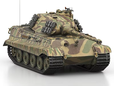 Armored Military Tank With Camouflage Paint Turret Cannon And Tracks 3d model