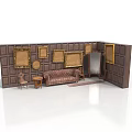 Vintage Interior With Dark Brown Paneled Walls Golden Framed Artworks Brown Leather Sofa And Chair