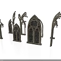 Gothic Architectural Elements Featuring Pointed Arches Intricate Tracery And Ornate Carvings