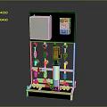 Industrial Storage Cabinet Shelf With Control Panel Pipes Valves And Equipment