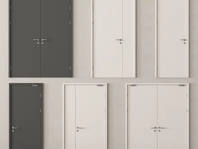 Fire Safety Equipment Fire Doors in Black and White Single and Double Styles 3d model