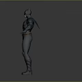 Batman 3D Character Model With Gray Costume Black Cape And Yellow Belt