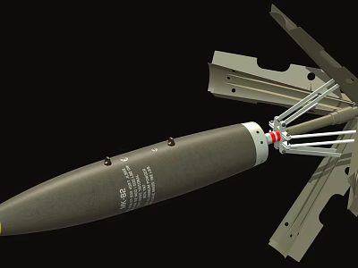 Military Bomb Weapon Design With Aerodynamic Warhead Stabilizing Fins And Technical Inscriptions 3d model