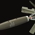 Military Bomb Weapon Design With Aerodynamic Warhead Stabilizing Fins And Technical Inscriptions