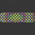 Colorful Checkered Skateboard Deck Design With White Wheels And Smooth Surface
