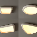 Modern White Ceiling Lights with Various Geometric Shapes Illuminated for Home Interior 3d model