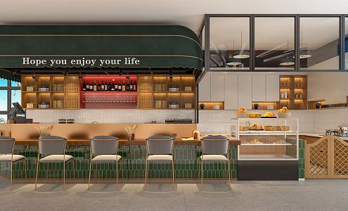 Light Luxury Cafe Water Bar 3d model