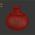Handcrafted Red Pottery Sculpture With Textured Surface And Dual Handles Design