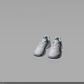 White Sports Sneakers With Green Accents And Logo For Casual Style Wear