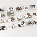 Open Books And Magazines With Various Interior Design Pages Displayed 3d model
