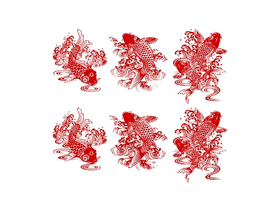 Furnishings small koi paper-cut 3d model