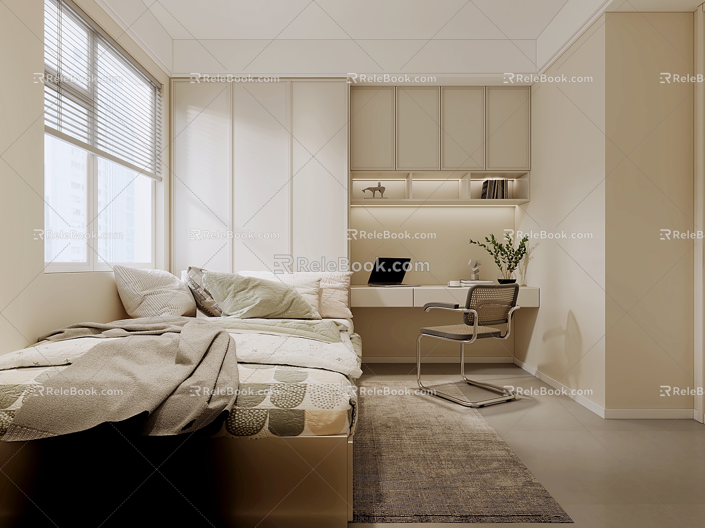 Silent Tatami Bedroom Cream Home Bedroom 3d model