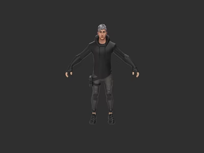 Male Game Movie Character Wearing Black Hoodie And Black Pants In Standing Pose 3d model