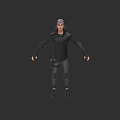Male Game Movie Character Wearing Black Hoodie And Black Pants In Standing Pose