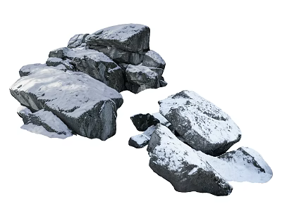 Natural Snow Covered Rock Pile With Winter Outdoor Scenic Landscape Elements 3d model