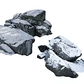 Natural Snow Covered Rock Pile With Winter Outdoor Scenic Landscape Elements
