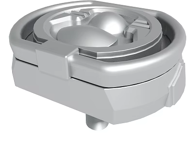 Silver Mechanical Component Featuring Circular Lid And Base Structure Design 3d model