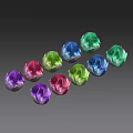 Colorful Gemstones Display Vibrant Purple Pink Green Blue Cyan Hues In Row With Sparkling Surfaces
