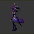Fantasy Witch Character With Cat Ear Hat Purple Blue Outfit And Decorative Staff