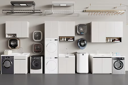 Modern washing machine cabinet washing machine intelligent drying rack 3d model