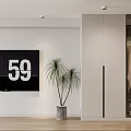 Modern Apartment Interior With Laundry Area Cabinets Marble And Plants